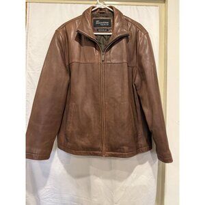 DOCKERS PREMIUM NEW ZEALAND BROWN LEATHER JACKET SZ L